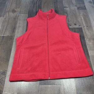 Kim Rogers Women's Solid Fleece Full-Zip Vest Red Size XL See Description